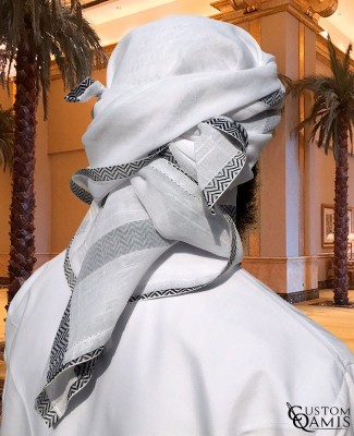 Arab Shemagh Keffiyeh Scarf ( White Black )